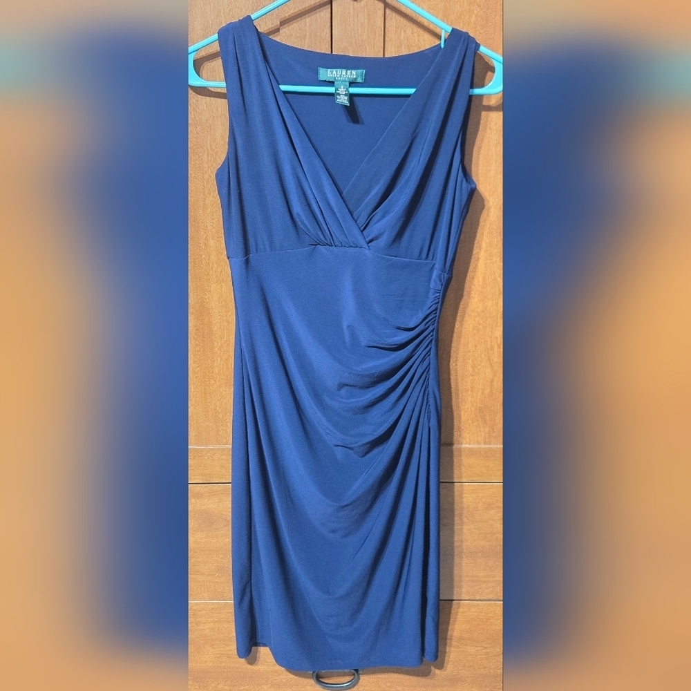 Lauren Ralph Lauren Asymmetrical Dress in Navy Blue